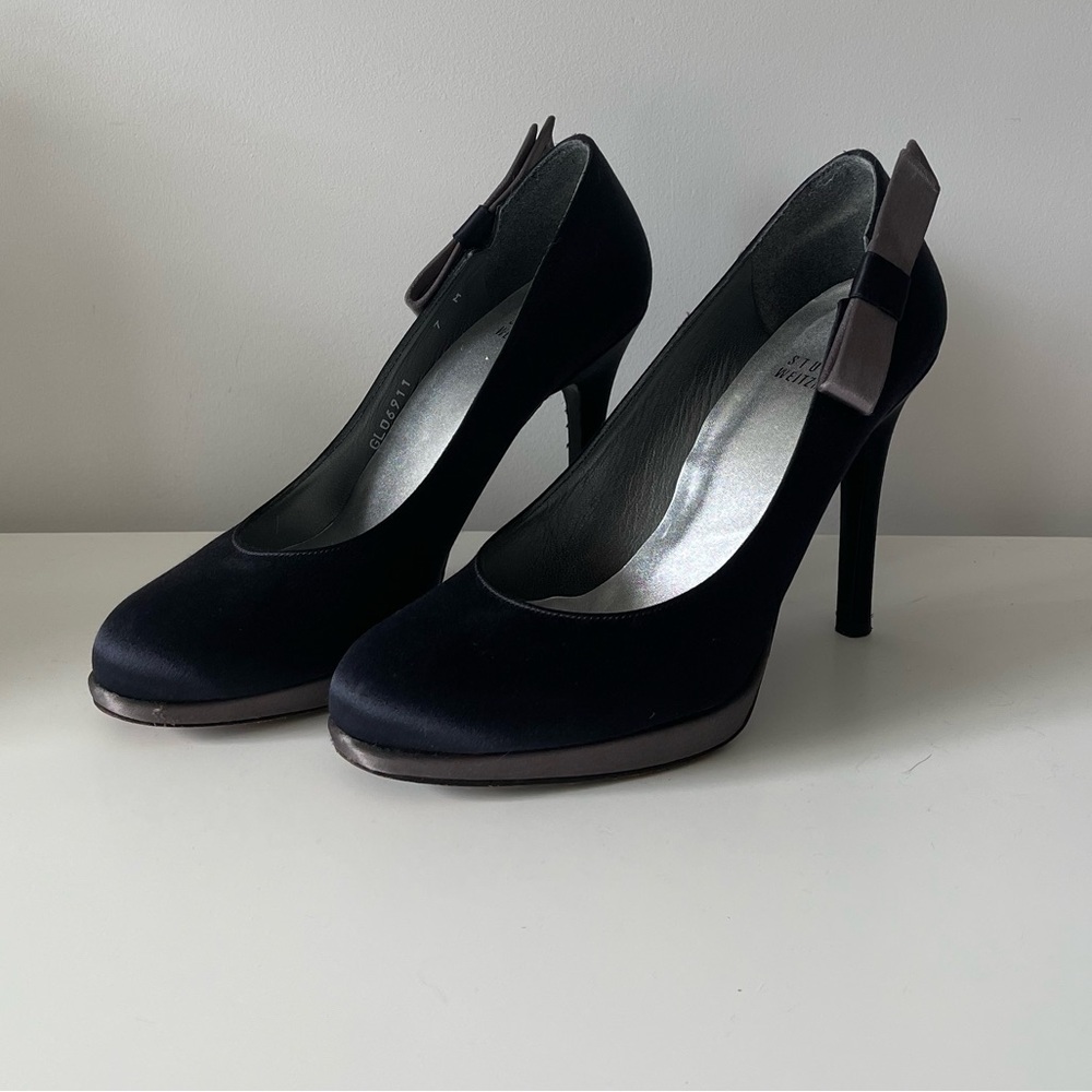 Stuart Weitzman Silk Bow Stiletto Heels